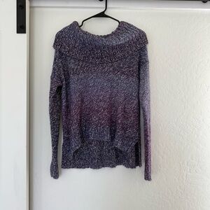 American Eagle Purple Knit Thick Cowl Neck Fold Over Ombré Cozy Sweater Y2K Vtg